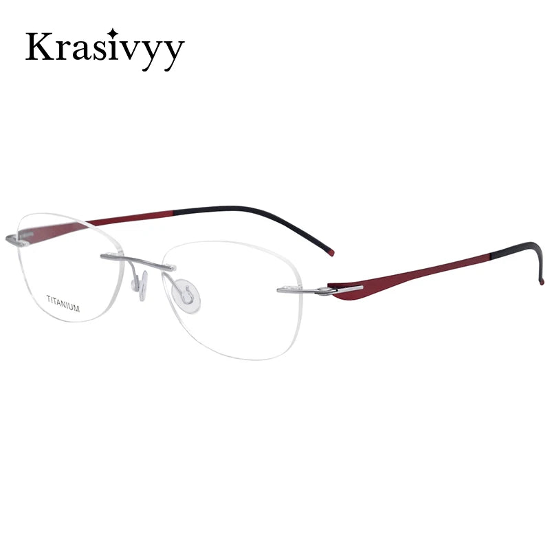 Krasivyy Unisex Rimless Oval Screwless Titanium Rimless Eyeglasses 5003 Rimless Krasivyy