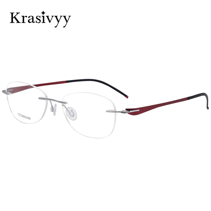 Krasivyy Unisex Rimless Oval Screwless Titanium Rimless Eyeglasses 5003 Rimless Krasivyy