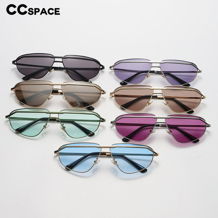 CCspace Unisex Full Rim Irregular Triangle Double Bridge Alloy UV400 Sunglasses 56348 Sunglasses CCspace Sunglasses