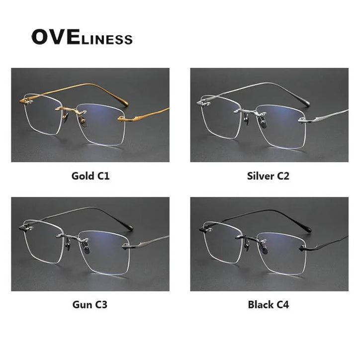 Oveliness Unisex Rimless Square Titanium Eyeglasses 80954 Rimless Oveliness
