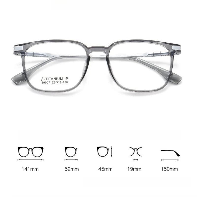 Yimaruili Unisex Full Rim Square Tr 90 Titanium-Alloy Eyeglasses 89007