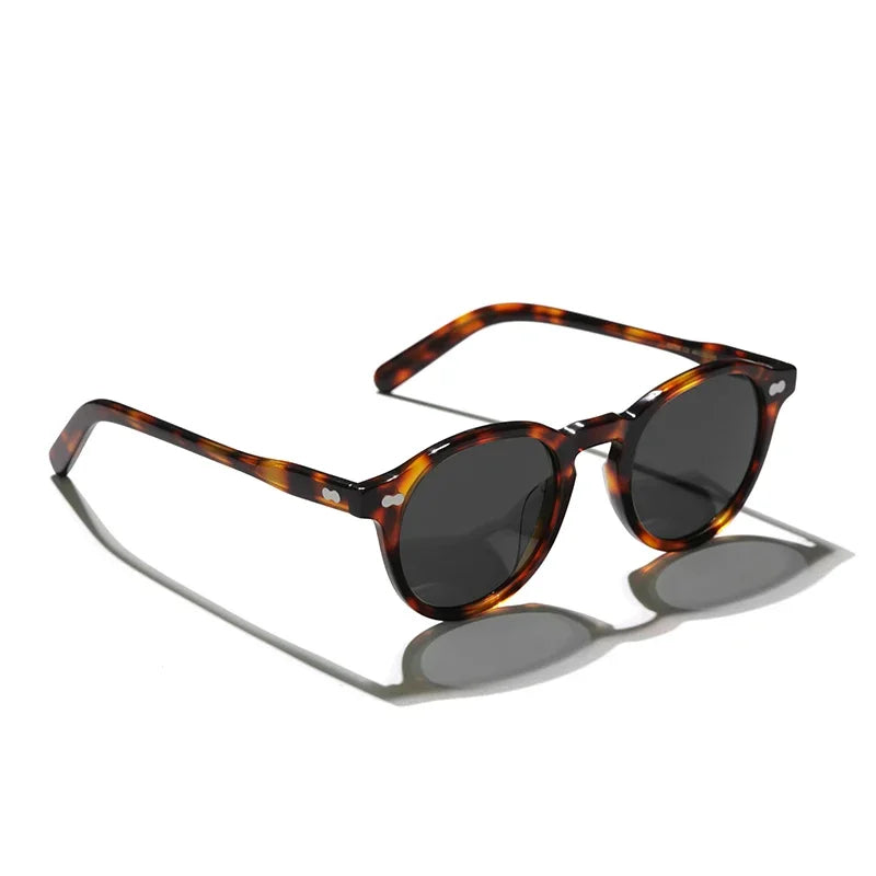 Hewei Unisex Full Rim Round Acetate Polarized Sunglasses 5166 Sunglasses Hewei tortoise vs grey Other 