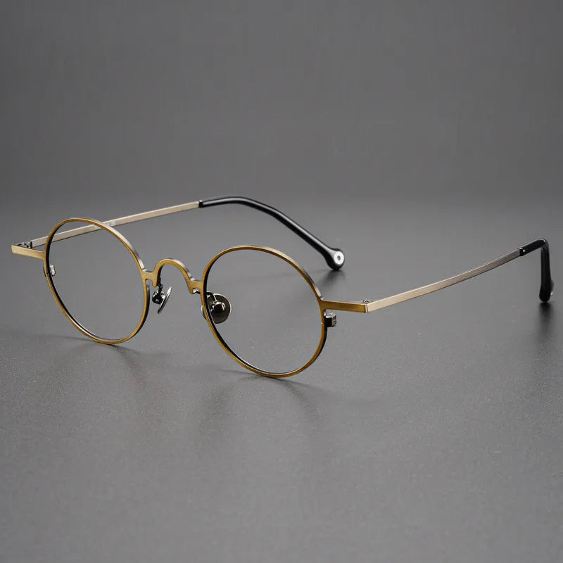 Kocolior Unisex Full Rim Small Round Titanium Hyperopic Reading Glasses K080 Reading Glasses Kocolior Bronze 0