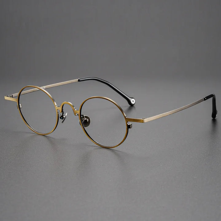 Kocolior Unisex Full Rim Small Round Titanium Hyperopic Reading Glasses K080 Reading Glasses Kocolior Bronze 0