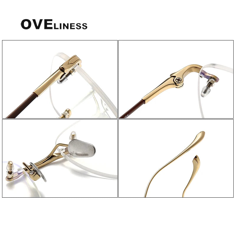 Oveliness Unisex Rimless Square Titanium Eyeglasses 80956 Rimless Oveliness   