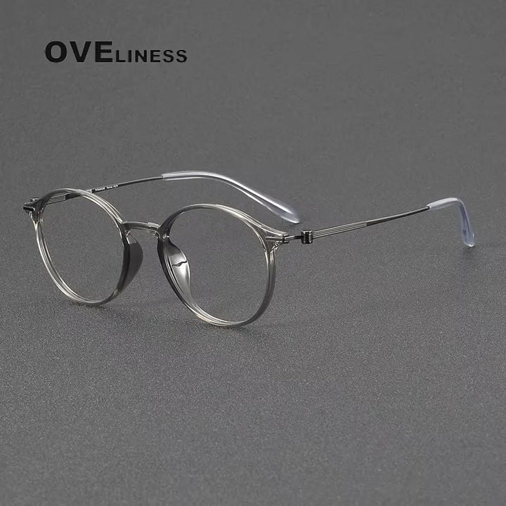 Oveliness Women's Full Rim Round Acetate Titanium Eyeglasses 8668