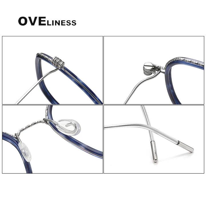 Oveliness Unisex Full Rim Square Acetate Titanium Eyeglasses 80895 Full Rim Oveliness