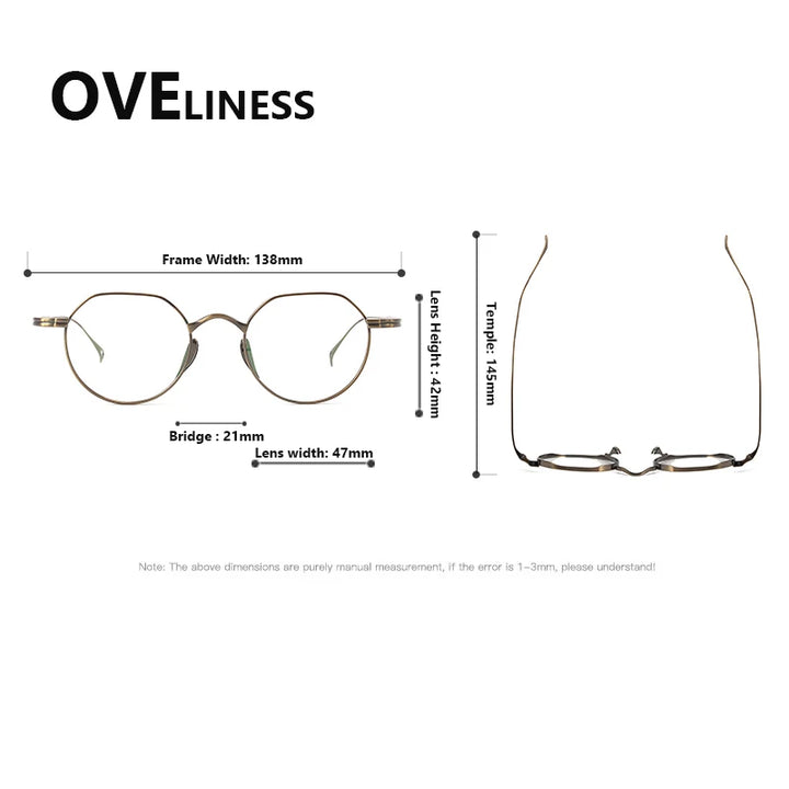 Oveliness Women's Full Rim Polygon Titanium Eyeglasses Clip On Sunglasses 29916