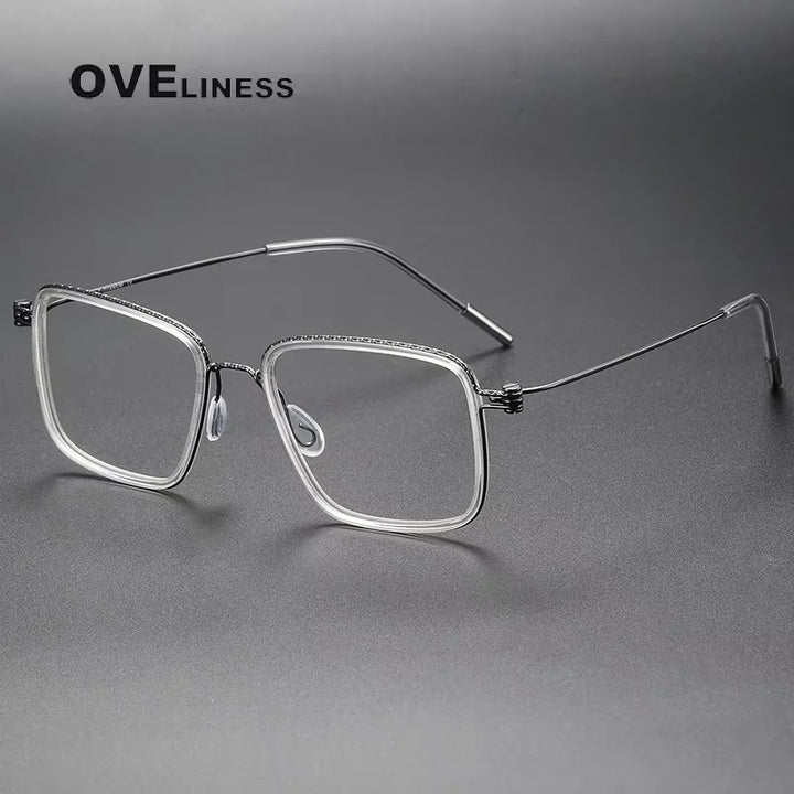 Oveliness Unisex Full Rim Square Acetate Titanium Eyeglasses 80899