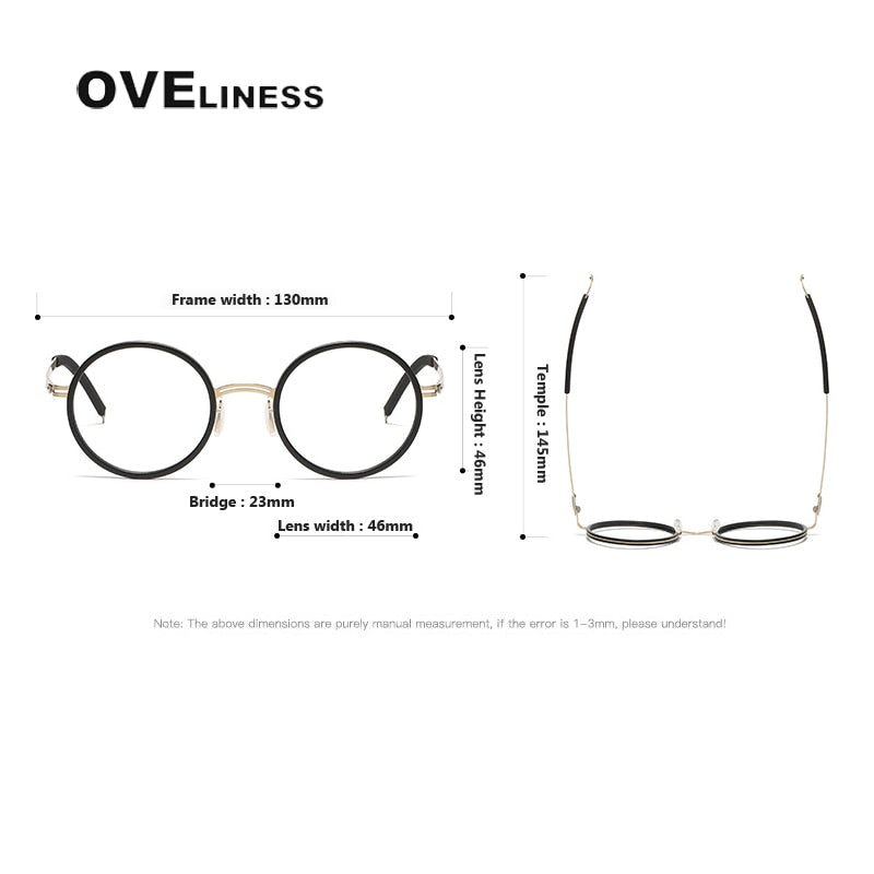 Oveliness Unisex Full Rim Round Screwless Titanium Acetate Eyeglasses 8202321 Full Rim Oveliness   