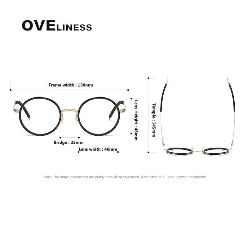 Oveliness Unisex Full Rim Round Screwless Titanium Acetate Eyeglasses 8202321 Full Rim Oveliness