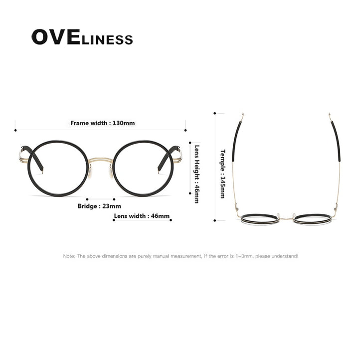 Oveliness Unisex Full Rim Round Screwless Titanium Acetate Eyeglasses 8202321 Full Rim Oveliness