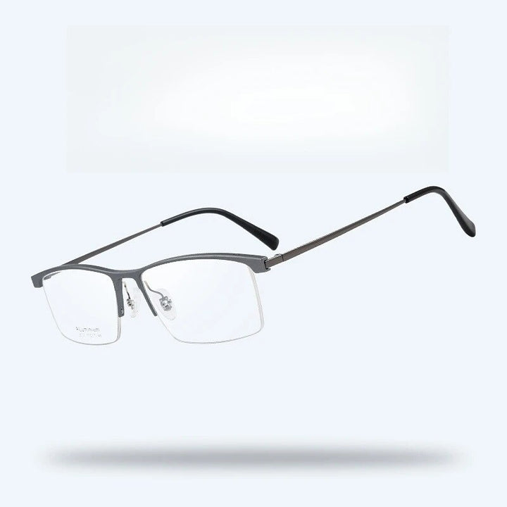KatKani Men's Semi Rim Square Aluminum Magnesium Titanium Eyeglasses 28522 Semi Rim KatKani Eyeglasses   