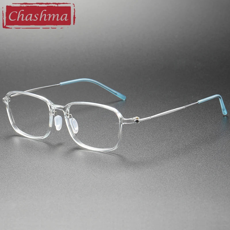 Chashma Unisex Full Rim Square Ultem Titanium Eyeglasses 8632 Full Rim Chashma Transparent