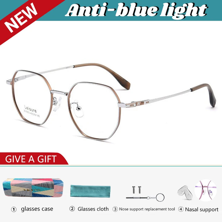 Vicky Unisex Youth's Full Rim Polygon Titanium Reading Glasses 629903