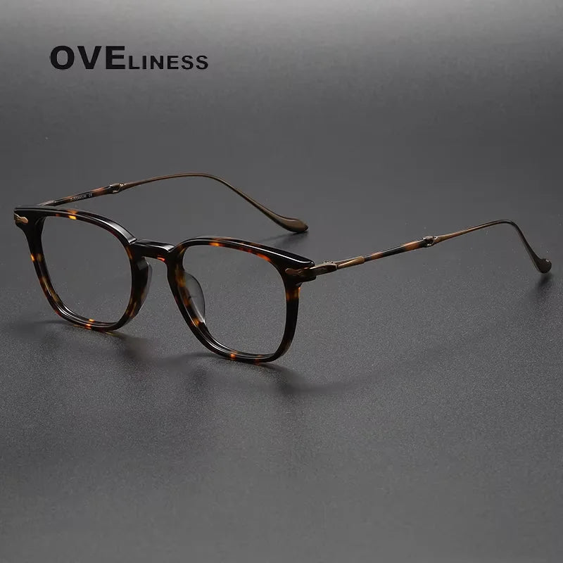 Oveliness Women's Full Rim Square Acetate Titanium Eyeglasses 82052