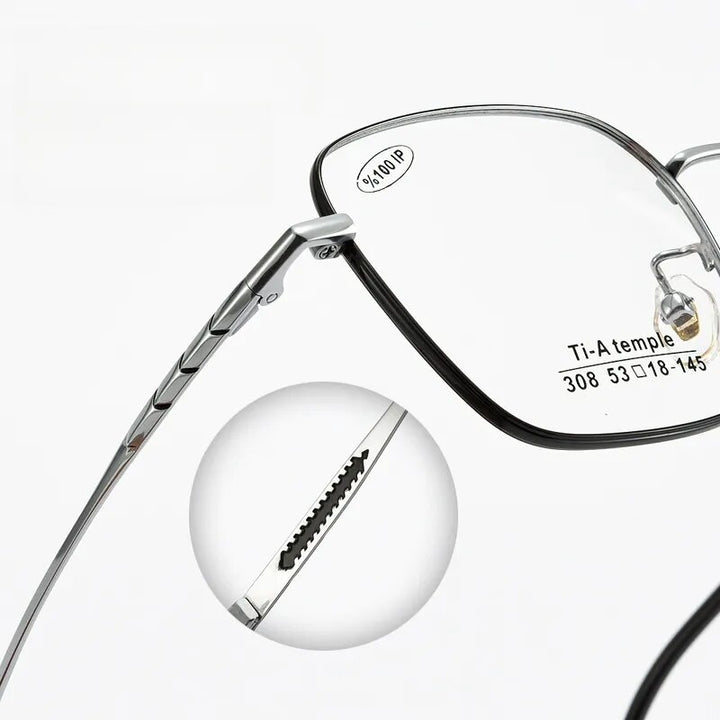 KatKani Unisex Full Rim Large Square Titanium Eyeglasses 308 Full Rim KatKani Eyeglasses   