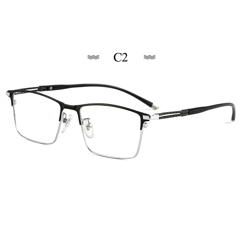 Hotochki Women's Semi Rim Square Brow Line Titanium Eyeglasses 486127