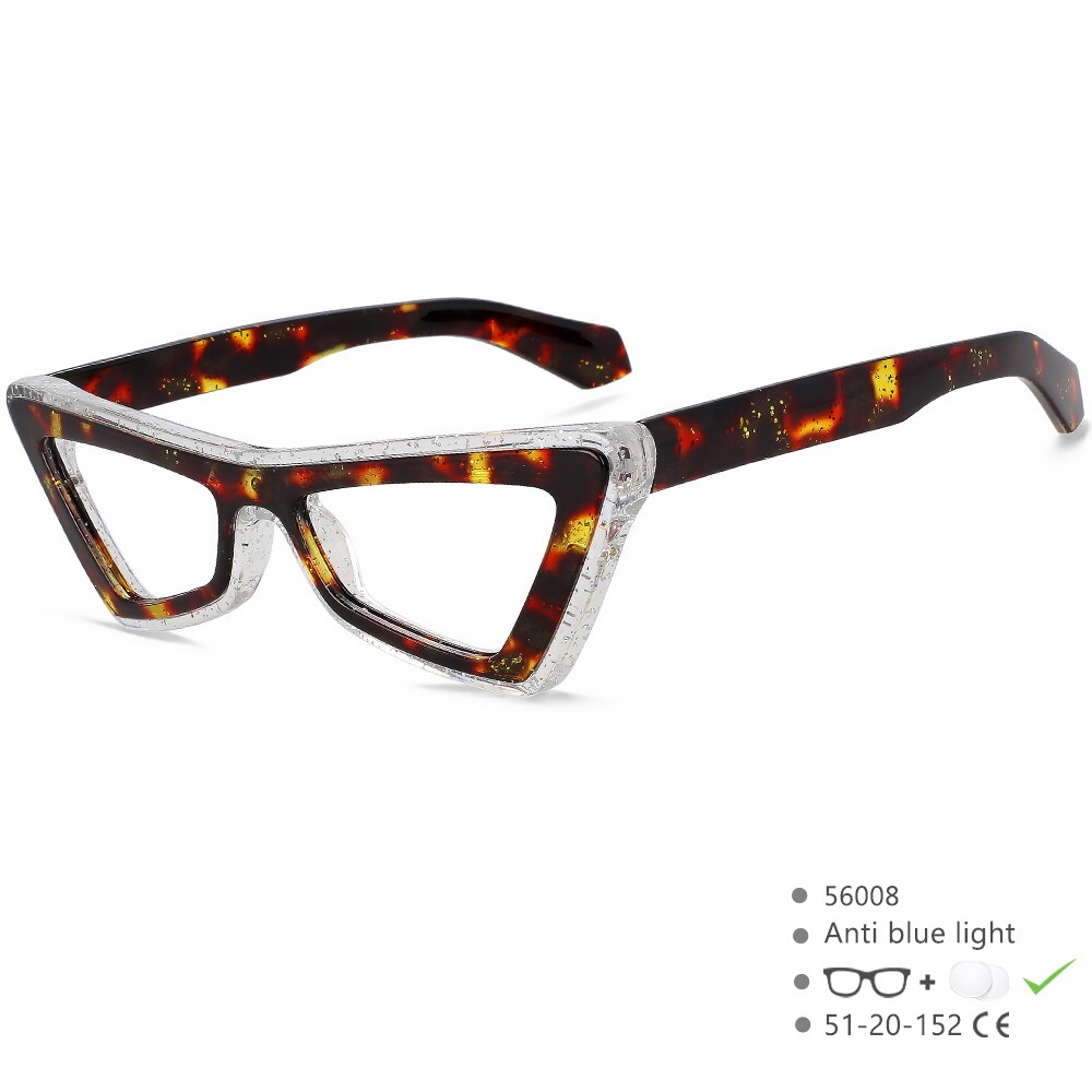 CCspace Unisex Full Rim Big Square Cat Eye Acetate Eyeglasses 56008 Full Rim CCspace C3White