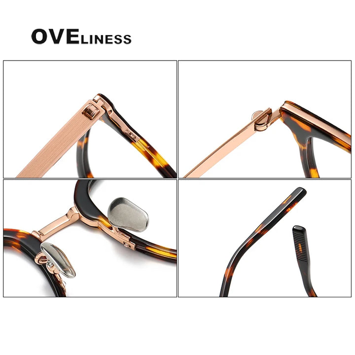 Oveliness Unisex Full Rim Square Acetate Titanium Eyeglasses 80978 Full Rim Oveliness