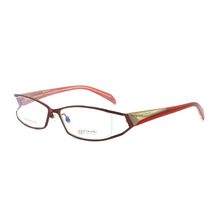 Cubjoue Unisex Full Rim Rectangle Alloy Myopic Reading Glasses 13006 Reading Glasses Cubojue Red 0