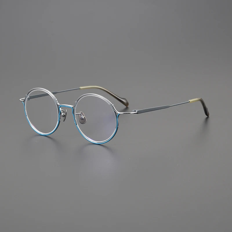 Gatenac Unisex Full Rim Round Oval Round Titanium Eyeglasses Gxyj1561 Full Rim Gatenac Blue