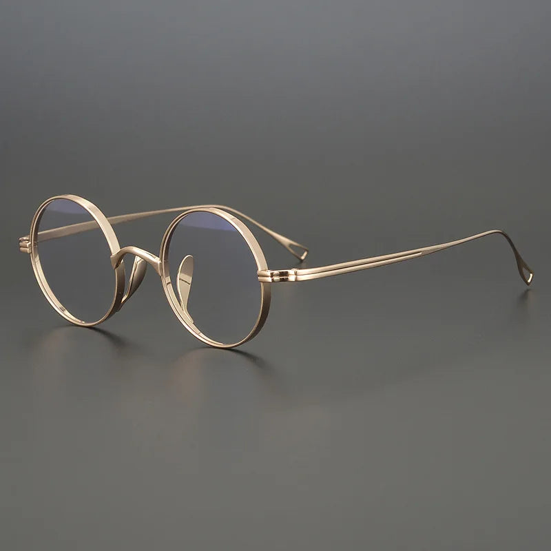 Black Mask Unisex Full Rim Round Titanium Eyeglasses 63199