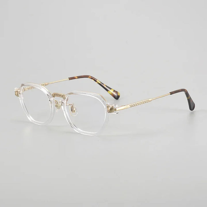 Hewei Unisex Full Rim Polygon Titanium Acetate Eyeglasses 842009 Full Rim Hewei C4 CHINA