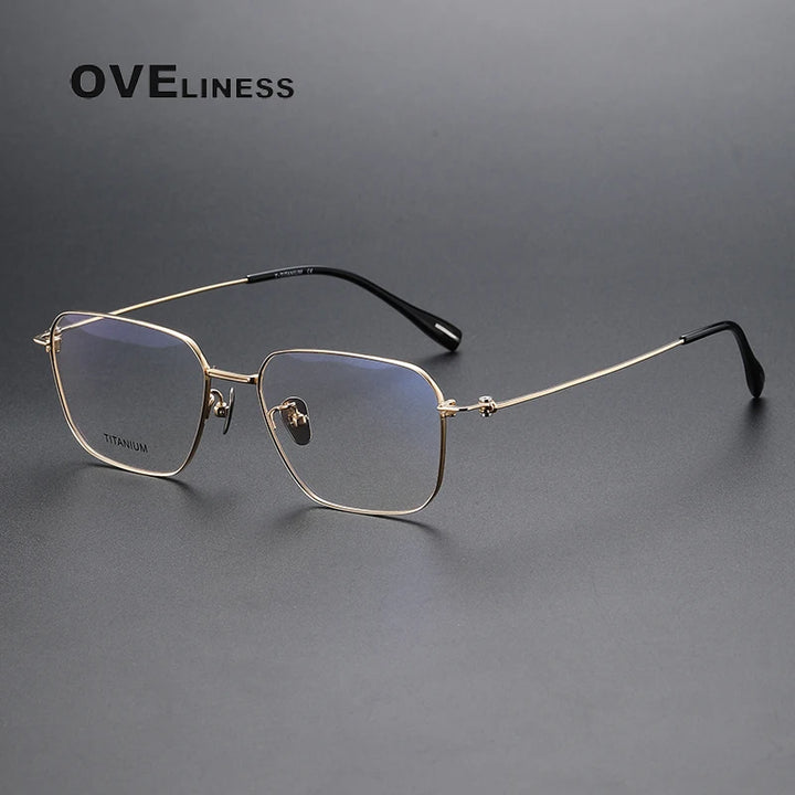 Oveliness Men's Rimless Square Titanium Eyeglasses 80914 Rimless Oveliness gold