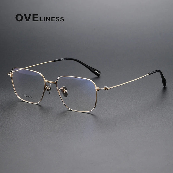 Oveliness Men's Rimless Square Titanium Eyeglasses 80914 Rimless Oveliness gold  