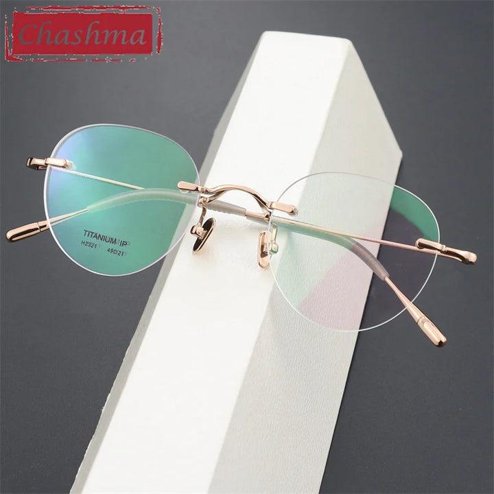 Chashma Ottica Unisex Rimless Octagon Round Titanium Eyeglasses 2321 Rimless Chashma Ottica