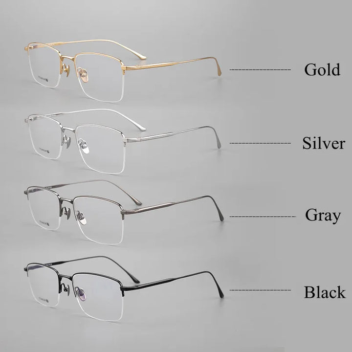 Chashma Ottica Men's Semi Rim Square Titanium Eyeglasses 3812 Semi Rim Chashma Ottica