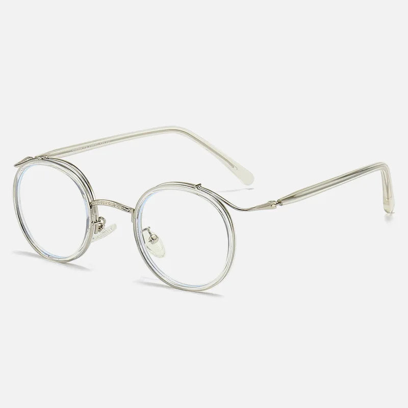 Kocolior Unisex Full Rim Round Acetate Alloy Hyperopic Reading Glasses 22105 Reading Glasses Kocolior Transparent 0
