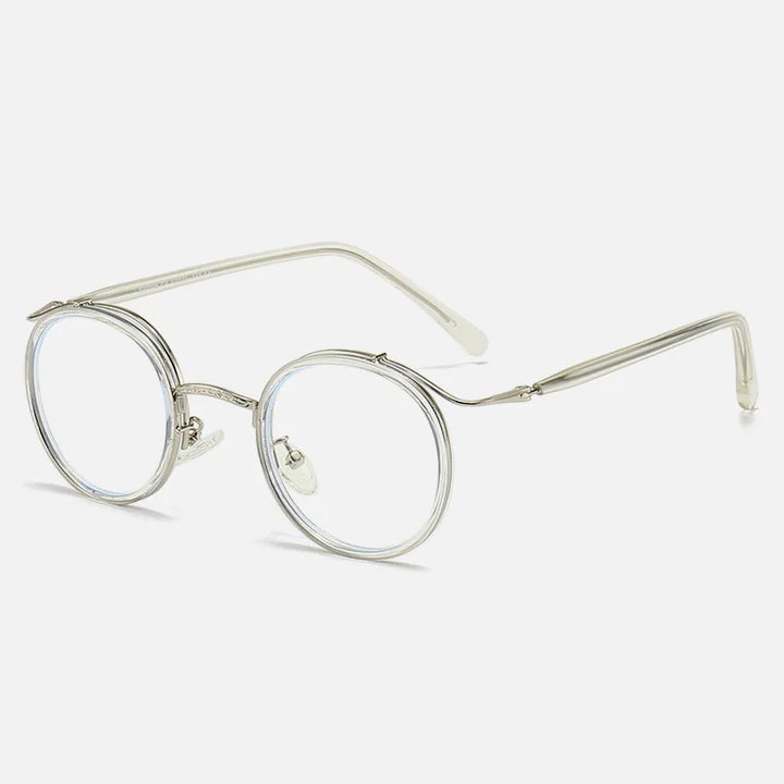 Kocolior Unisex Full Rim Round Acetate Alloy Hyperopic Reading Glasses 22105 Reading Glasses Kocolior Transparent 0