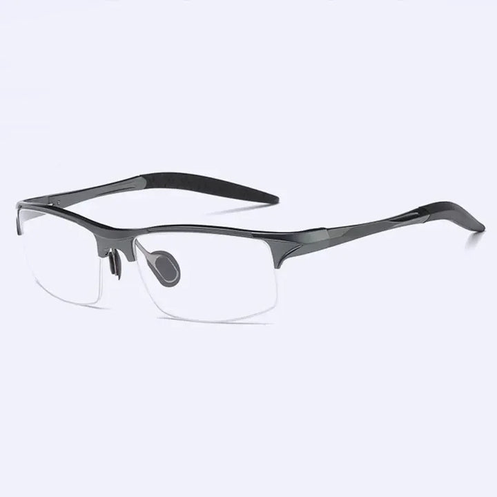 Handoer Unisex Semi Rim Rectangle Titanium Alloy Eyeglasses 8177 Semi Rim Handoer GRAY