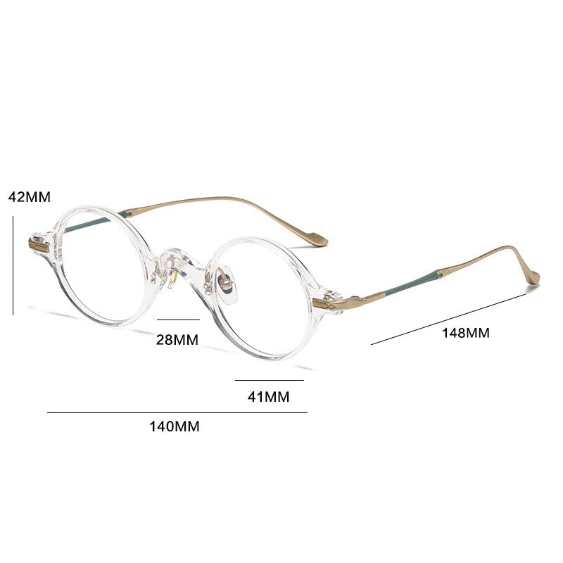 Gatenac Unisex Full Rim Round Acetate Titanium Eyeglasses Gxyj1041 Full Rim Gatenac