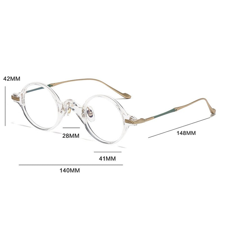 Gatenac Unisex Full Rim Round Acetate Titanium Eyeglasses Gxyj1041 Full Rim Gatenac