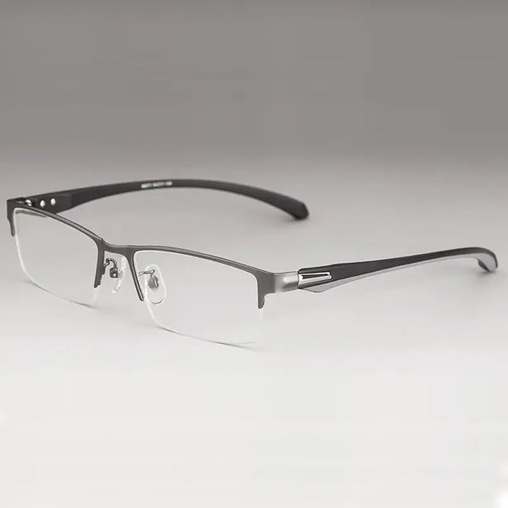 Handoer Unisex Full Semi Rim Square Tr 90 Alloy Eyeglasses 561718