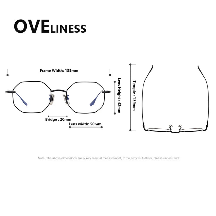 Oveliness Women's Full Rim Square Polygon Titanium Eyeglasses 62174