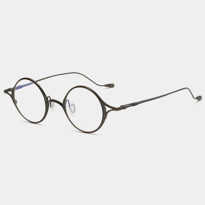 Gatenac Unisex Full Rim Round Titanium Eyeglasses Gxyj1156 Full Rim Gatenac Bronze