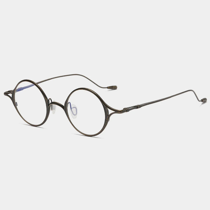 Gatenac Unisex Full Rim Round Titanium Eyeglasses Gxyj1156 Full Rim Gatenac Bronze