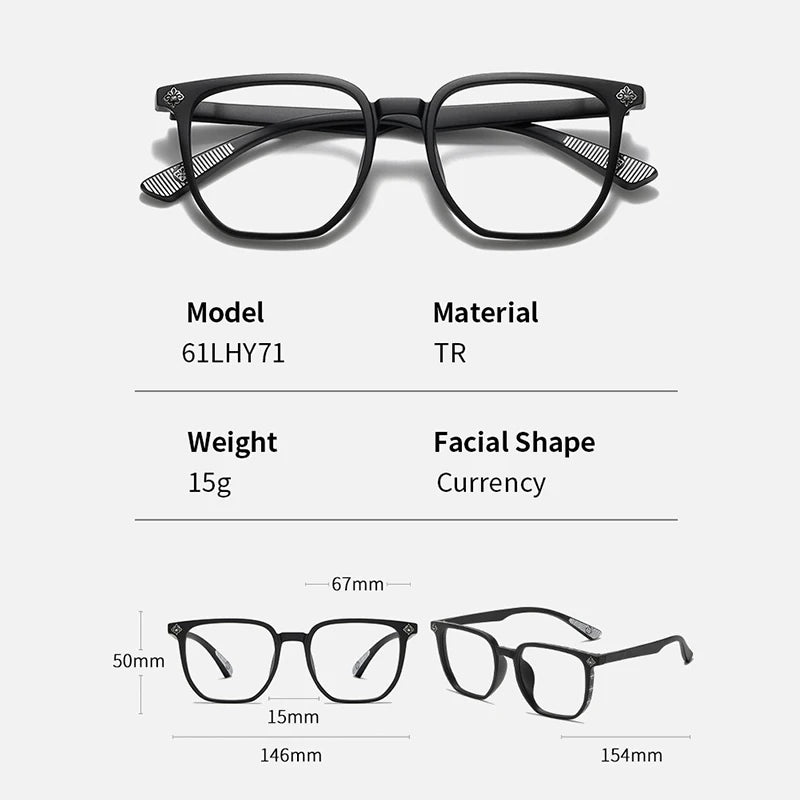 Xbora Unisex Full Rim Square Brow Line Tr 90 Eyeglasses 16171