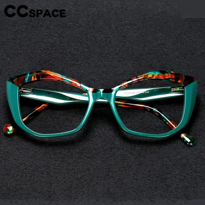 CCspace Unisex Full Rim Square Acetate Eyeglasses 57003 Full Rim CCspace