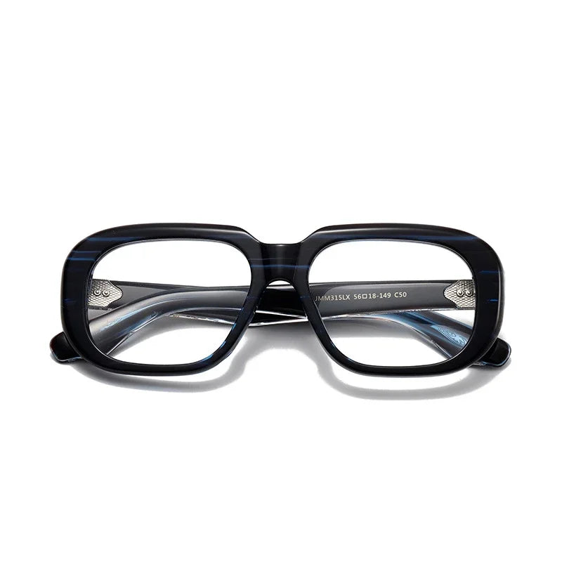 Muzz Men's Full Rim Oval Square Thick Acetate Eyeglasses 842315 Full Rim Muzz black blue