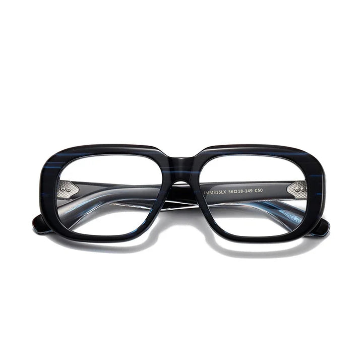 Muzz Men's Full Rim Oval Square Thick Acetate Eyeglasses 842315 Full Rim Muzz black blue
