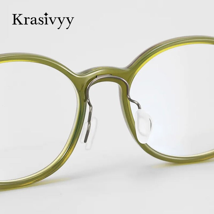 Krasivyy Men's Full Rim Round Acetate Titanium Eyeglasses Rlt5883 Full Rim Krasivyy   