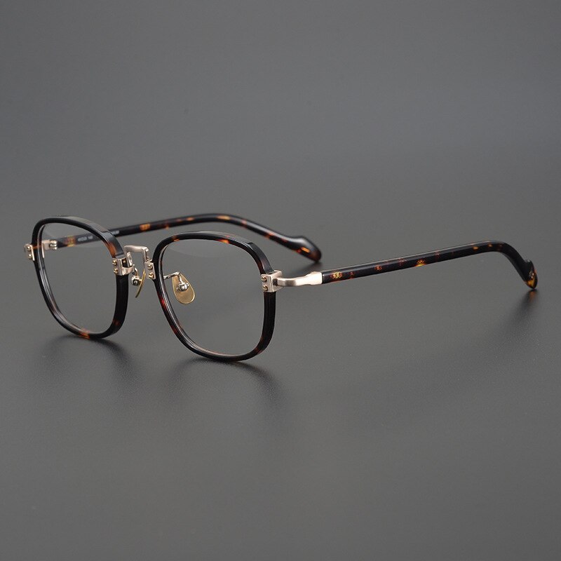 CCspace Unisex Full Rim Round/Square Acetate Titanium Eyeglasses 53312 Full Rim CCspace Leopard-Square China
