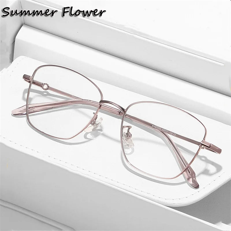Summer Flower Women's Full Rim Polygon Cat Eye Titanium Eyeglasses 70703