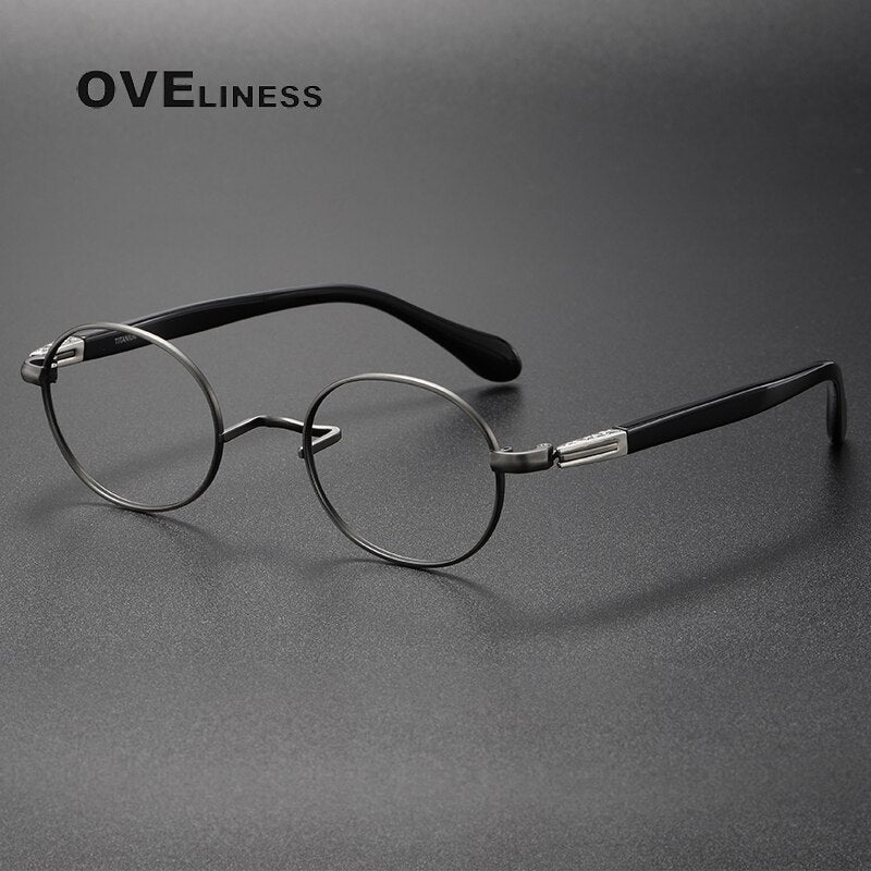Oveliness Unisex Full Rim Oval Acetate Titanium Eyeglasses Ks119 Full Rim Oveliness gun