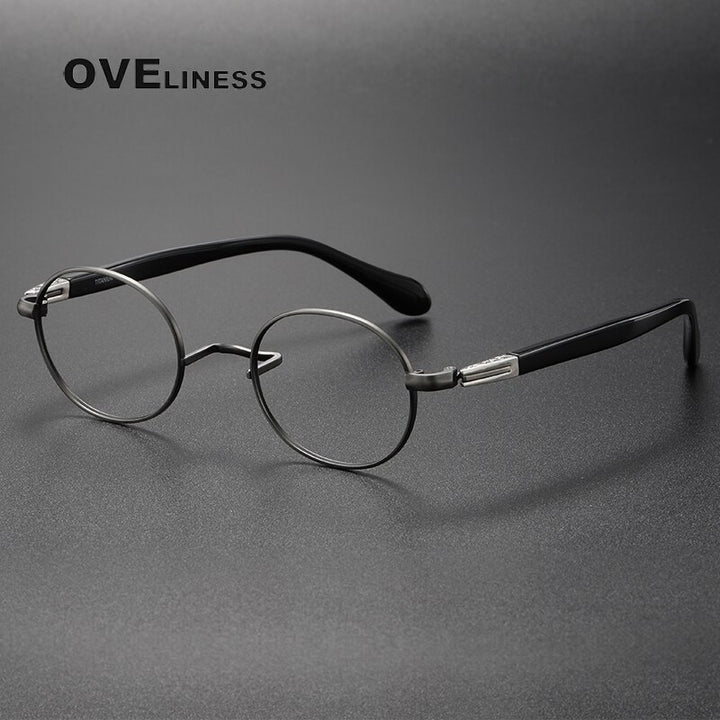 Oveliness Unisex Full Rim Oval Acetate Titanium Eyeglasses Ks119 Full Rim Oveliness gun